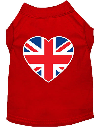Pet Dog & Cat Shirt Screen Printed, British Flag Heart