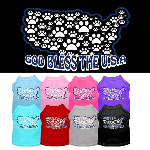 Pet Dog & Cat Shirt Screen Printed, God Bless The USA