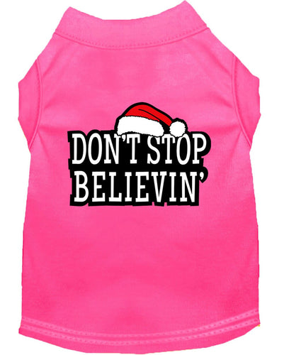 Christmas Screenprinted Dog Shirt, Don't Stop Believin