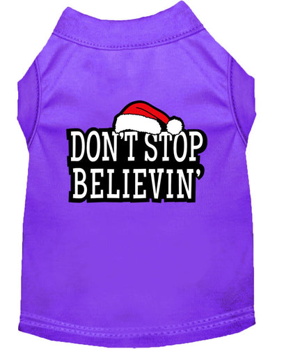 Christmas Screenprinted Dog Shirt, Don't Stop Believin