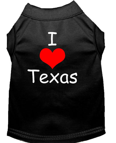 Pet Dog & Cat Shirt Screen Printed, I Love Texas