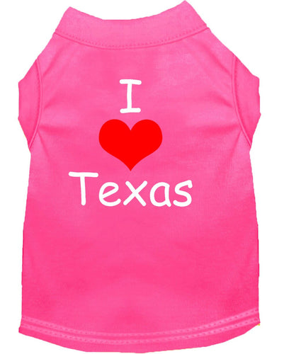 Pet Dog & Cat Shirt Screen Printed, I Love Texas