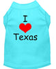 Pet Dog & Cat Shirt Screen Printed, I Love Texas