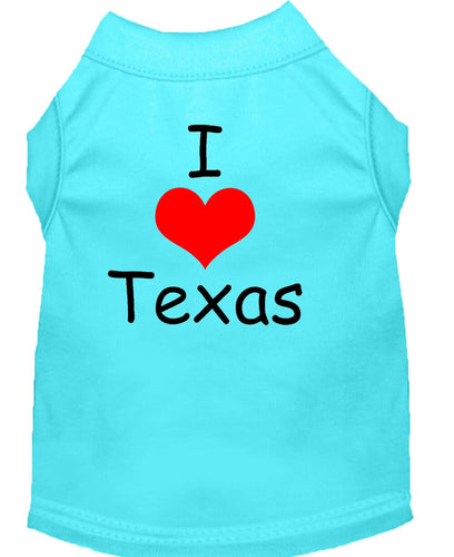 Pet Dog & Cat Shirt Screen Printed, I Love Texas