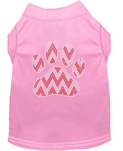 Christmas Pet Shirt Rhinestone, Candy Cane Chevron Paw