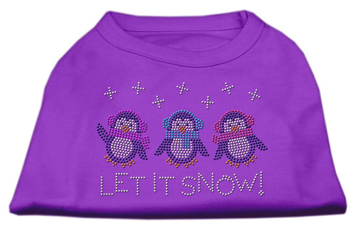 Christmas Pet Dog & Cat Shirt Rhinestone, Let It Snow Penguins