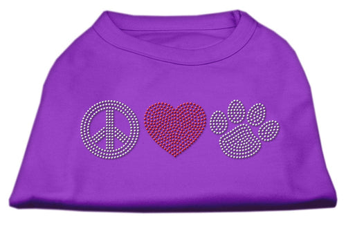 Pet Shirt Rhinestone, Peace Love & Paw