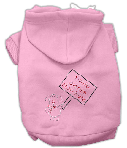 Christmas Pet Hoodie Rhinestone, Santa, Please Stop Here