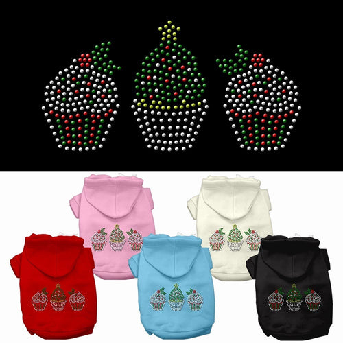 Christmas Pet Hoodie Rhinestone, Christmas Cupcake Trio