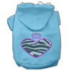 Pet Hoodie Rhinestone, Zebra Heart