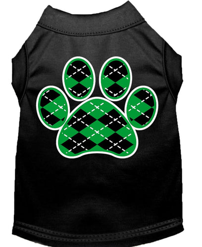 Pet Shirt Argyle Paw Emerald Green