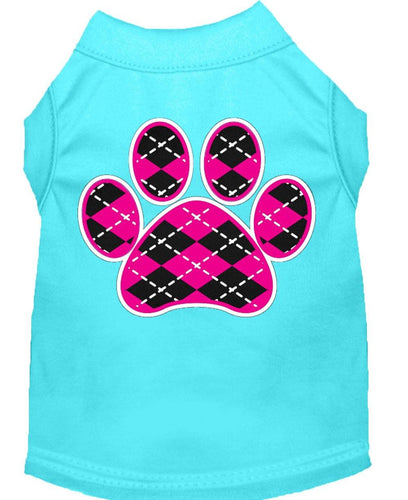 Pet Shirt Argyle Paw Pink