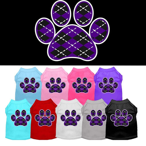 Pet Shirt Argyle Paw Purple