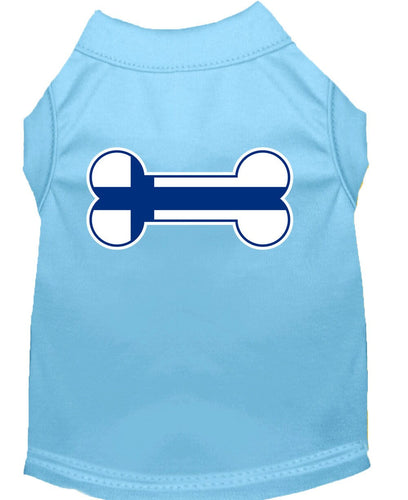Pet Dog & Cat Shirt Screen Printed, Bone Shaped Finland Flag