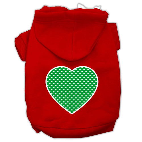 Pet Hoodie Green Swiss Dots Heart