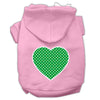 Pet Hoodie Green Swiss Dots Heart