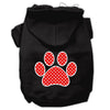 Pet Hoodie Red Swiss Dots Paw