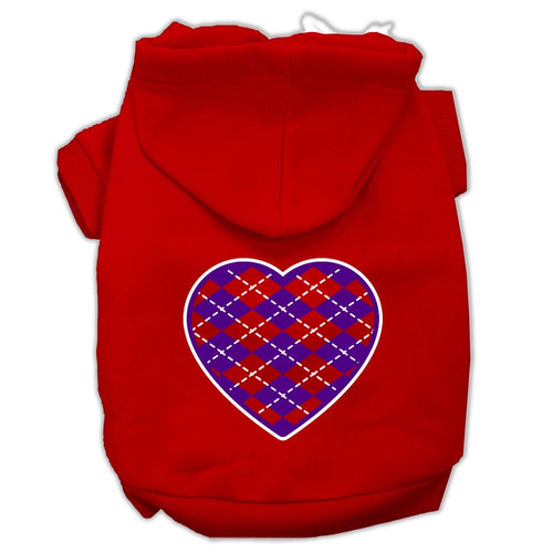 Pet Hoodie Purple Argyle Heart