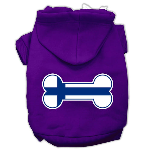 Pet, Dog & Cat Hoodie Screen Printed, Bone Shaped Finland Flag