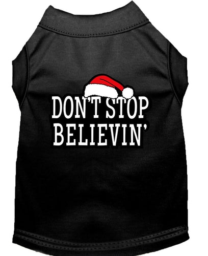 Christmas Screenprinted Dog Shirt, Don't Stop Believin