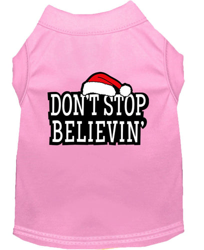 Christmas Screenprinted Dog Shirt, Don't Stop Believin