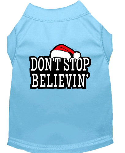 Christmas Screenprinted Dog Shirt, Don't Stop Believin