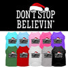 Christmas Screenprinted Dog Shirt, Don't Stop Believin
