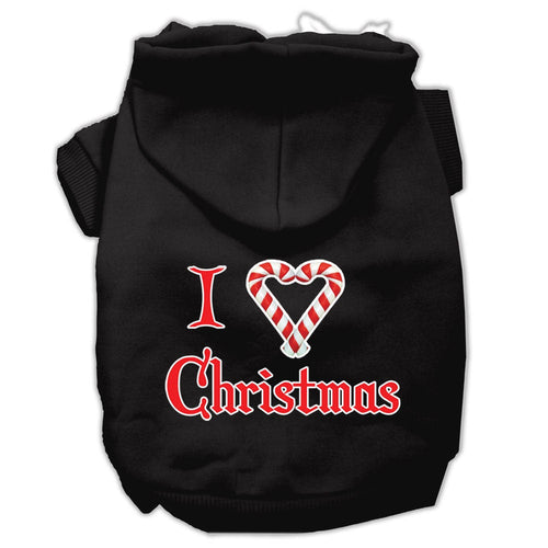 Christmas Pet Hoodie Screen Printed, I Heart Christmas