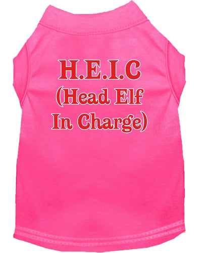 Christmas Screenprinted Dog Shirt, Head Elf In Charge