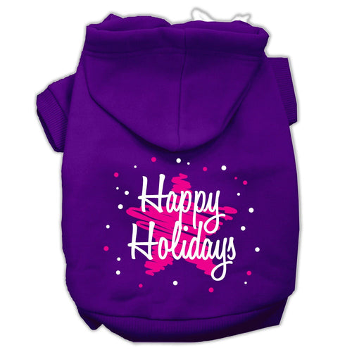 Christmas Pet Hoodie Screen Printed, Scribble Happy Holidays