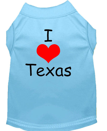 Pet Dog & Cat Shirt Screen Printed, I Love Texas