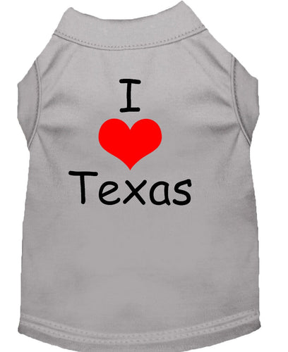 Pet Dog & Cat Shirt Screen Printed, I Love Texas
