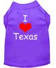 Pet Dog & Cat Shirt Screen Printed, I Love Texas