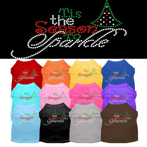 Christmas Pet Dog & Cat Shirt Rhinestone, Tis the Season to Sparkle