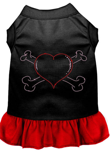 Pet Dress Rhinestone,  Heart & Crossbones
