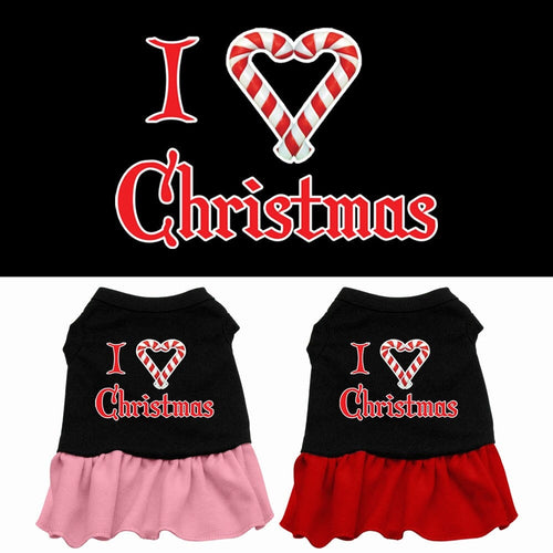 Christmas Pet Dress Screen Printed, I Love Christmas