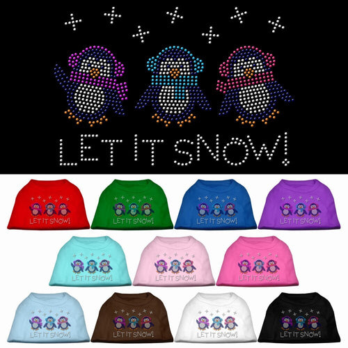 Christmas Pet Dog & Cat Shirt Rhinestone, Let It Snow Penguins