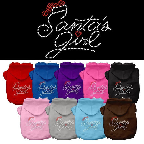 Christmas Pet Hoodie Rhinestone, Santa's Girl