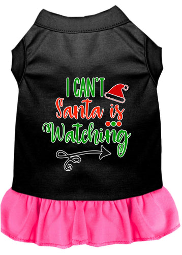 Christmas Pet Dress Screen Printed, I Can't, Santa Is Watching