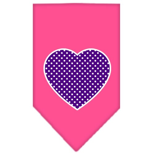 Pet and Dog Bandana Screen Printed, Purple Swiss Dot Heart