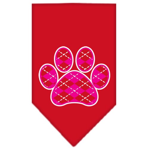 Pet and Dog Bandana Screen Printed,  Pink Argyle Paw