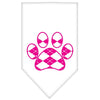 Pet and Dog Bandana Screen Printed,  Pink Argyle Paw