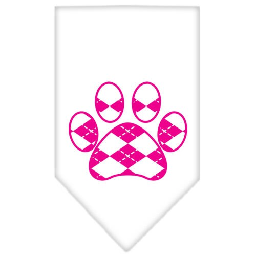 Pet and Dog Bandana Screen Printed,  Pink Argyle Paw