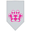 Pet and Dog Bandana Screen Printed,  Pink Argyle Paw