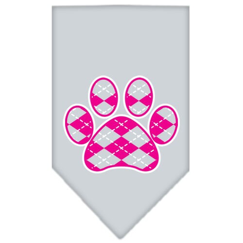 Pet and Dog Bandana Screen Printed,  Pink Argyle Paw