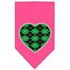 Pet and Dog Bandana Screen Printed, Green Argyle Heart