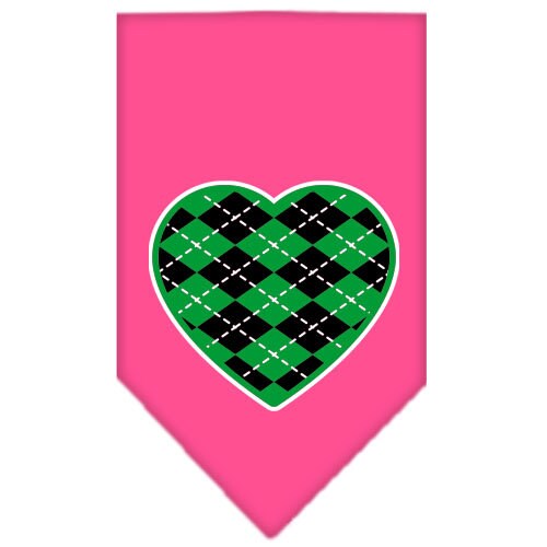 Pet and Dog Bandana Screen Printed, Green Argyle Heart