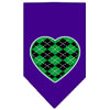 Pet and Dog Bandana Screen Printed, Green Argyle Heart