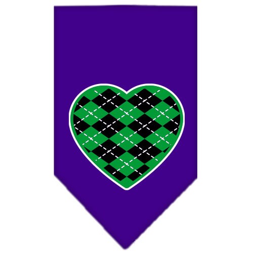 Pet and Dog Bandana Screen Printed, Green Argyle Heart