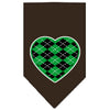 Pet and Dog Bandana Screen Printed, Green Argyle Heart